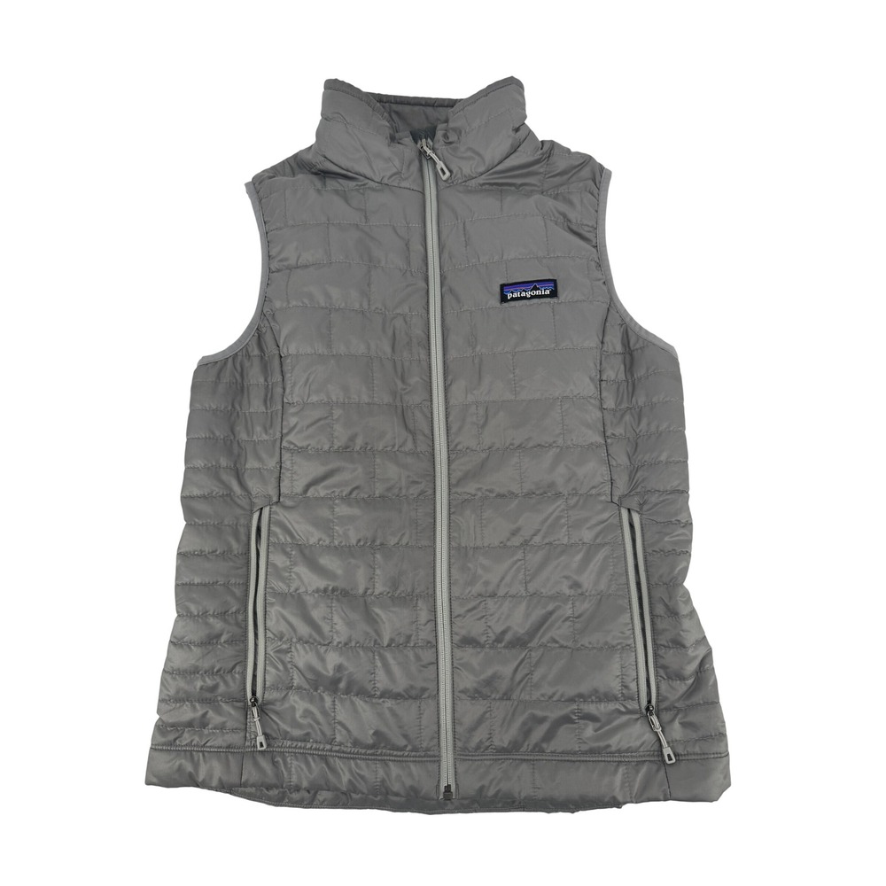 Patagonia Women's Medium Gray Nano Puff Vest Primaloft Full Zip Hiking Outdoors